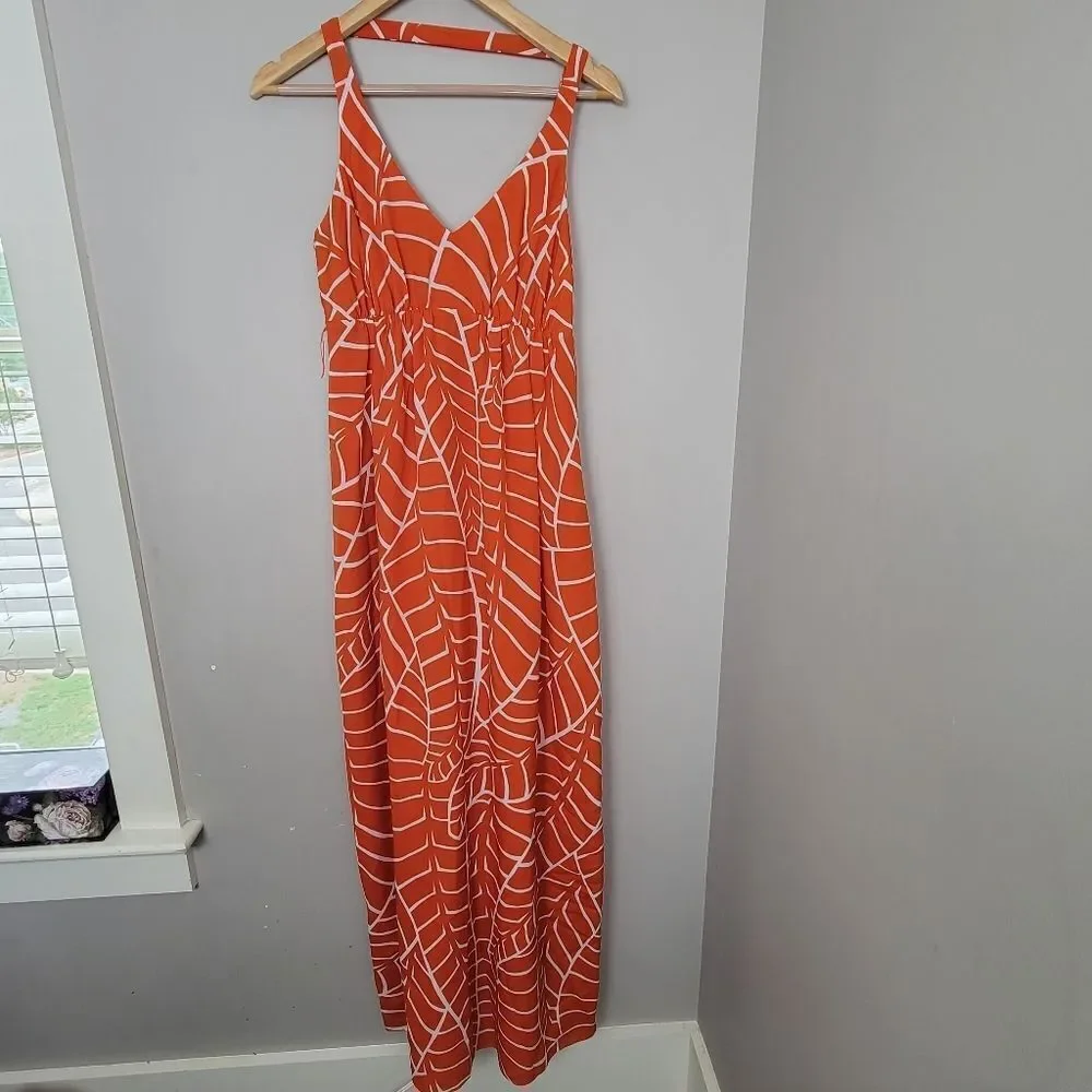 Susana Monaco Palm Print Strap Back Maxi Dress 6 - Picture 1 of 4